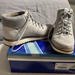 lace up silver metallic real suede winter fashion boot (worn twice)